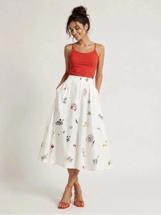 Caroline Constas Dresses & Skirts - Caroline Constas Embroidered White Maxi Skirt